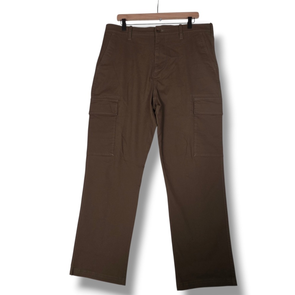 Abbreviated Mens 36x28 Olive Green Stretch Cargo Pants Streetwear Y2K Gorpcore